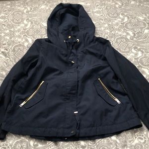 Zara Basic Outerwear navy blue rain jacket